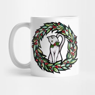 White Yule Cat Mug